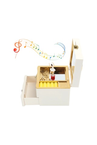 Springsun Dans Eden Kız Figürlü Sarımsaklı Müzik Kutusu, 1 Çekmece Ve 4 Bölmeli, Yumuşak Kadife Döşemeli, Ev Dekorasyonu, Kuruşluk Ve Hediye İçin, Beyaz Çok Renkli