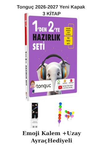 Tonguç 1'den 2'ye Hazırlık Seti 3 Kitap Yeni Kapak Set Uzay A,+emoji Kalem H 2026-2027 Maarif Modeli