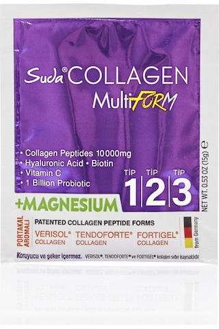 Suda Collagen Multiform Tip I,ıı,ııı Kolajen+magnezyum+probiyotik Cilt,saç&kas Portakallı 15gx30 Saşe 2 Kutu