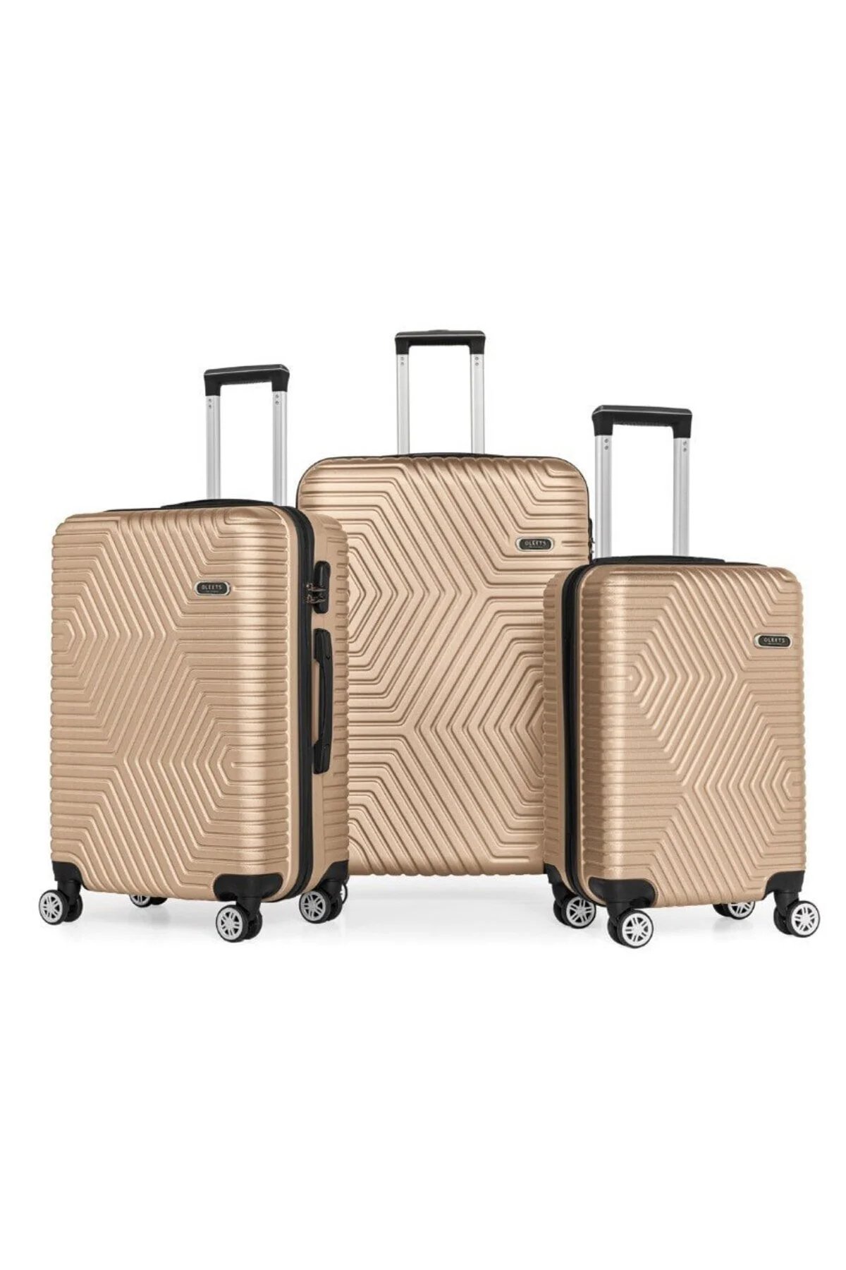 Oleets Unisex 4 Tekerli Kilitli 3'lü Set Valiz-bavul Gold