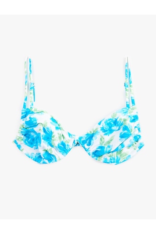 Koton Büzgülü Çiçekli Balenli Bikini Üstü Mavi Desenli 6sak10224mm
