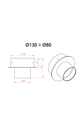Baca Redüksiyon / Boy: 11 Cm, Çap: 8 13 Cm / Mat Siyah Boyalı / Baba's Stove