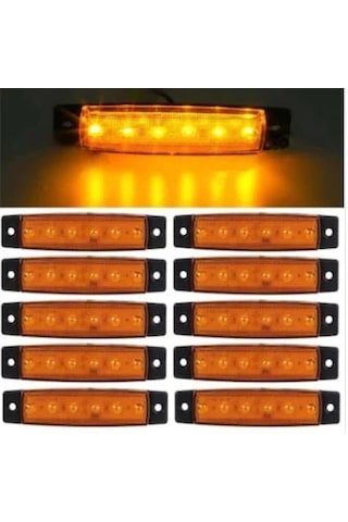 10 Adet Parmak Lamba Led Dorse Lamba 6 Ledli 12V - 24V Sarı N11.4314
