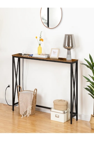 Umutpark Metal Ahşap Dekoratif Dresuar. Ceviz - Siyah