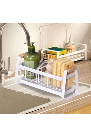 Homyl Mutfak Lavabosu Için Süngerlik Karbon Çelik Lavabo Rafı Beyaz