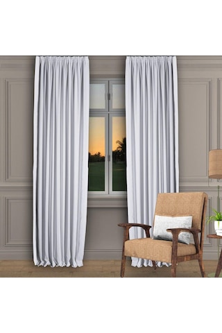 Beyaz Ada Fon Perde Normal Pile 1'e 2,5 Pile-beyaz Beyaz