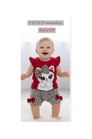 Hsc-bilisim 9/24 Ay Leopar Kedi Baskılı Bebek Takımı - Name1: Renk Çok Renkli