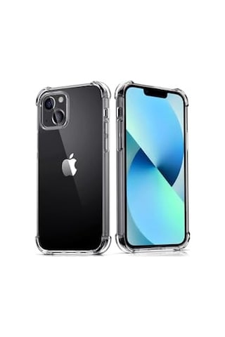 Apple İphone 13 Mini İle Uyumlu Kapak Kamera Bölümü Açık Airbag Antishock Köşe Korumalı Şeffaf Silikon Kılıf 50 x 22