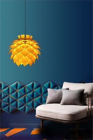 Lotus Dekoratif Avize Sarkıt Abajur Lambader Şapkası Sarı