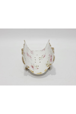 Gda Çiçek Desenli Porselen Kuşkonmaz Sunum Tabağı 22,5x13x10,5cm Çok Renkli