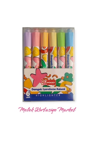 6 Renkli Damgalı İşaretleme Kalemi Highlighter Gri