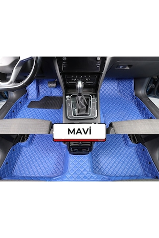 Fıat Doblo Geniş Aile 2012-2023 Özel Mavi Renk 8d Diamond Premium Kaymaz Deri Oto Paspas