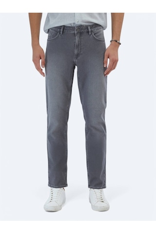 Gri Slim Fit Denim Pamuk Karışımlı Pantolon Gri