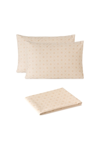 Mix & Match Noelle %100 Pamuk Çift Kişilik Çarşaf Seti Bej