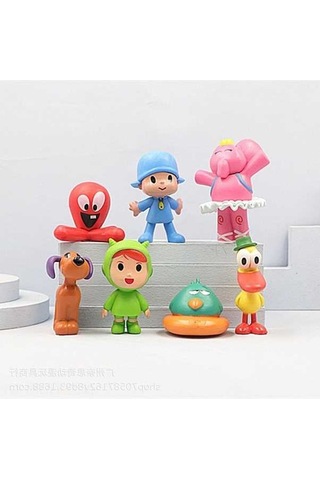 Tongxida Pocoyo 7 Figür Seti: Baykuş, Köpek, Fil - Ev Dekorasyonu, Pasta Süsü, Koleksiyon