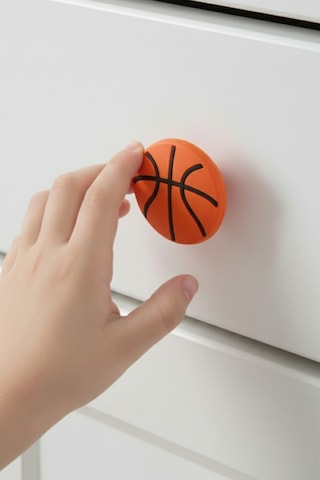 Basket Topu Çocuk Odası Mobilya Kulbu - Polyester - Tek Vidalı Dolap ve Çekmece Kulpu Turuncu