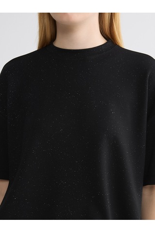 Lcw Modest Siyah Parlak Görünümlü Soft Touch Kadın Tişört
