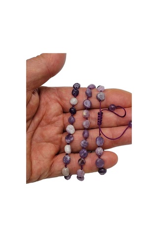 Lepidolit Taşı Bileklik Makrome Ayarlı 645-3 Mor