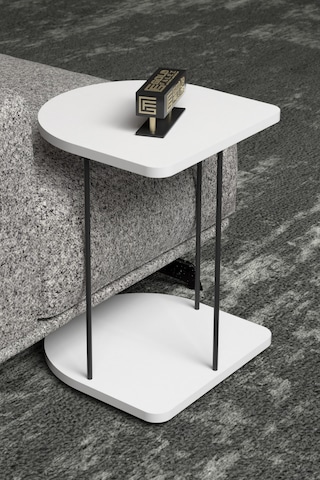 Yan Sehpa Tekerlekli Servis Sehpası Hnd Oval Beyaz