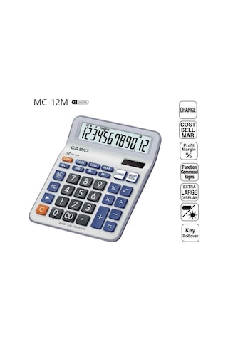 Casıo Mc-12m Masa Tipi 12 Hane Hesap Makinası Çok Renkli