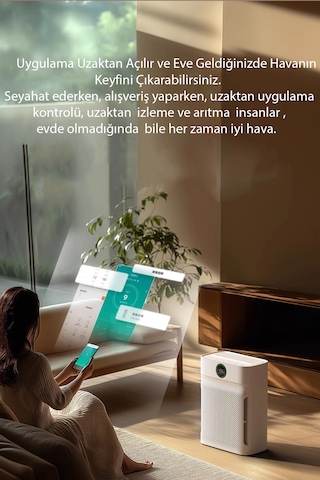 Akıllı Hava Temizleme Cihazı Hepa Karbon Hava Filtresi Duman-hayvan-polen-toz Kötü Koku Beyaz