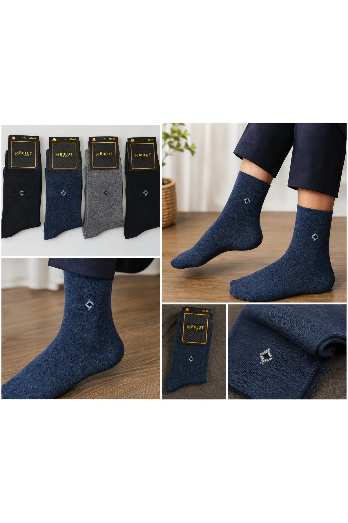 Zeyno Home Tekstil Erkek Dikişsiz Terletmeyen 12'li Pamuklu Klasik Çorap 40-46 ÇoK Renkli