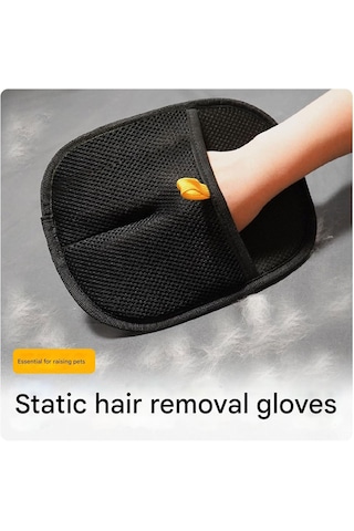 Kangvka Çift Taraflı Silikon Pet Tüy Temizleme Eldiveni - Siyah, Tüy Kaldırma, Bakım Ve Yıkama İçin Elastik Parmaklı Desen Siyah