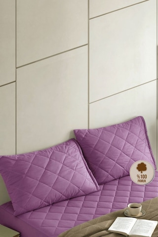 Formeya Pamukkale Alez Lila %100 Pamuk Kapitone Yastık Koruyucu Alez 2 Adet 50X70