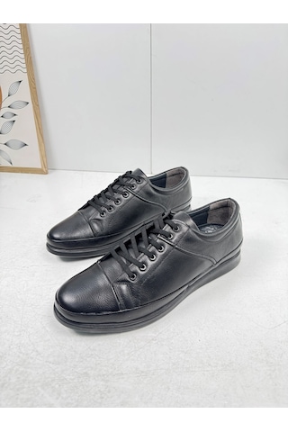 Günlük Erkek İçi Dışı Hakiki Deri Makosen Bağcıklı Kışlık Casual Ayakkabı 153 Siyah