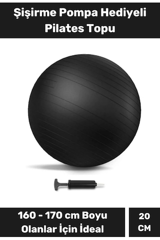 Mini Gymball 20cm Mavi Pilates Denge Egzersiz Topu Profesyonel Seri Şişirme Pompa