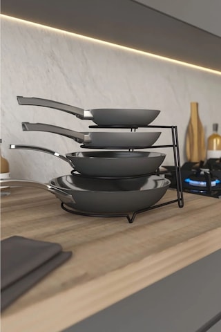 Suntel Tava Düzenleyici Tava Rafı Organizer Krom Renk Siyah