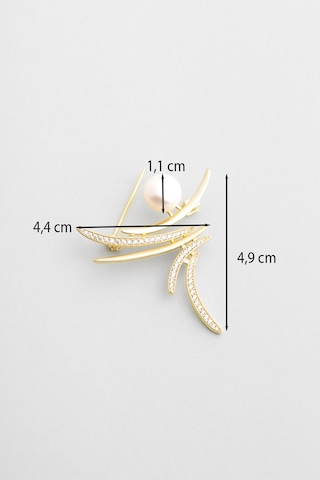 Liora İnci 18 Ayar Sarı Altın Kaplama Gümüş Broş Sarı