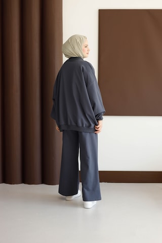 Moonsc Kadın Oversize 2 İplik Tesettür Takım Gri