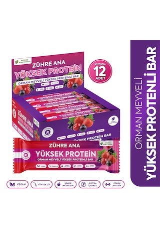 Orman Meyveli Yüksek Proteinli Bar, Şeker İlavesiz 40 Gr X 12 Adet