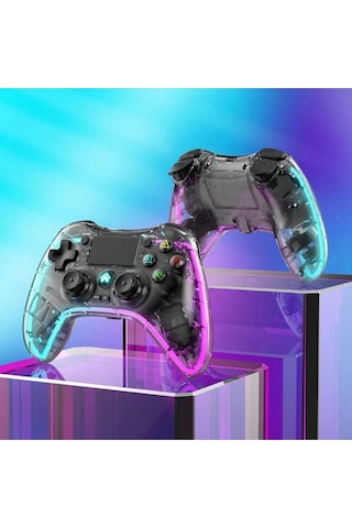 Leons Rgb Gamepad Oyun Kolu Şeffaf 1000 Mah Kablosuz Ps3-ps4-tv-pc-ios Uyumlu Wirelles