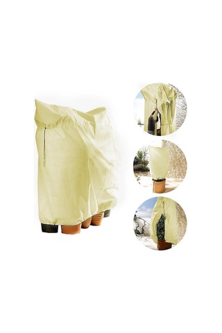 Bitkiler İçin Don Koruma Torbaları, Büzgülü Yeniden Kullanılabilir Bitki Koruma Örtüleri, Kış Beji Xxl-200x240cm Bahçe Polar Torbaları