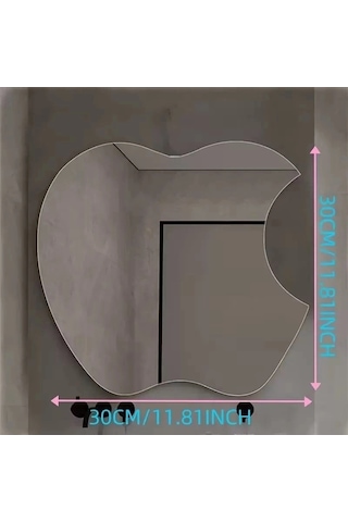 Durukar Apple Tasarım Kırılmayan Pleksi Duvar Aynası - 30x30 Cm Modern Dekoratif Ayna Çok Renkli