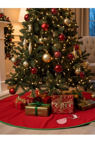 Noel Baba Nakışlı Çam Ağacı Örtüsü 90cm