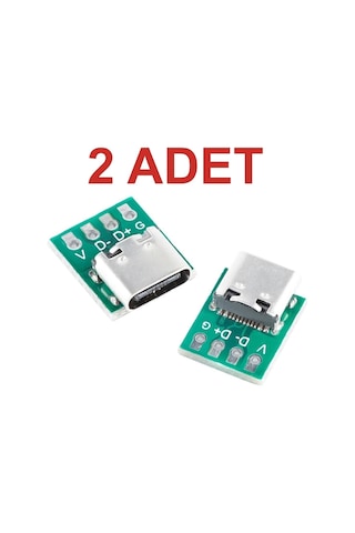 2 Adet Usb Type C 4 Pin Dıp Çevirici 2.54 Mm Type C Adaptör Pcb Rodevino