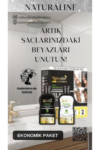 Naturaline Saç Siyahlaştırıcı Şampuan 200 ML + Saç Rengi Yenileyici Şampuan 200 ML