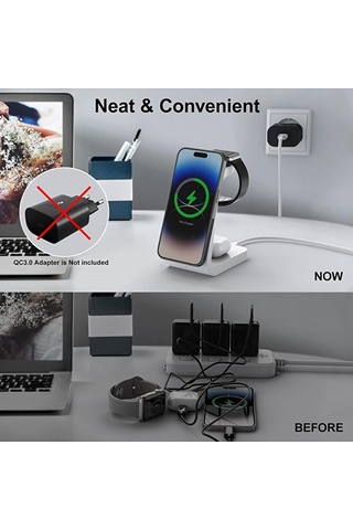3in1 20w Kablosuz Şarj Magsafe Uyumlu İphone Telefonlar Ve Apple
