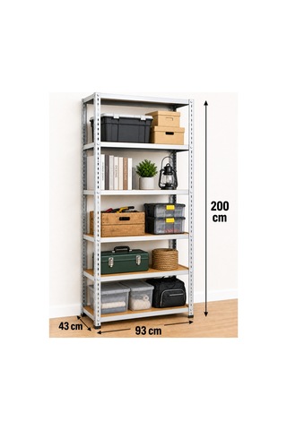 6 Katlı Çelik Elektrostatik Raf Sistemi, Dosya, Market, Ayakkabı, Çiçek, Depo, Arşiv, Kiler Rafı Boyut: 43x93x200 Cm Kalınlık: 0,70 Mm Gri