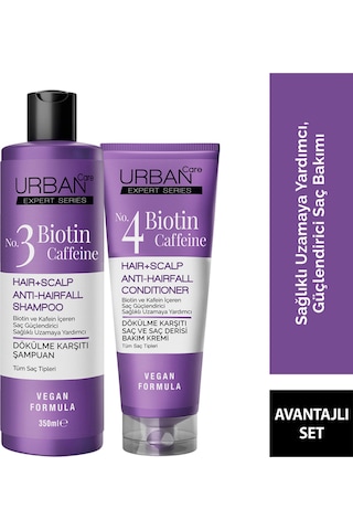 Expert Biotin Ve Kafein Dökülme Karşıtı Saç Bakım Seti Şampuan Krem-hızlı Uzamaya Yardımcı-vegan