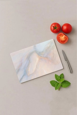 2'li Temperli Cam Kesme Tahtası 20x30 & 25x35 Cm Desenli Antibakteriyel Mutfak Doğrama Camı Pembe