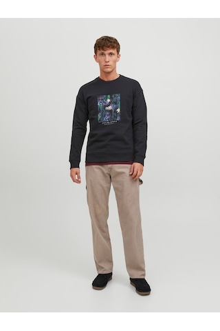 Jack & Jones Jack&jones Sıfır Yaka Siyah Erkek Sweatshirt 12242366 001