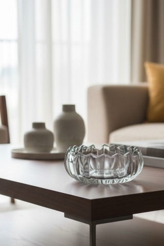 Modern Tasarım Şeffaf Cam Küllük Kül Tablası 12,5 Cm