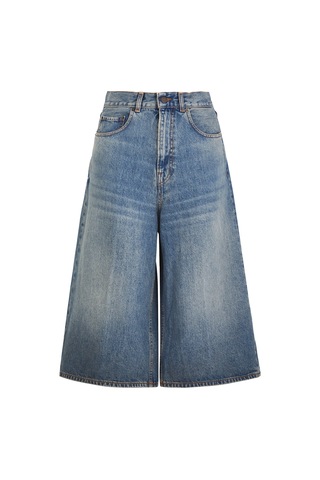 Haikure Kenarları Geniş Denim Pantolon Mavi