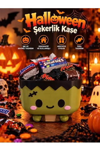 Halloween Cadılar Bayramı Dekoratif Frankenstein Şekerlik Kase Masa Üstü Dekor