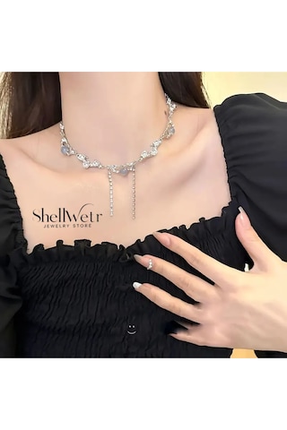 Aurelya Choker Kolye Sevgililer Günü , Annenize Verilecek En Güzel Hediyesi Gri
