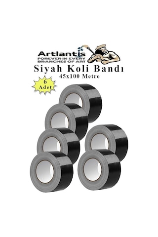 Siyah Koli Bantı 100 Metre 6 Adet 45mm X 100 Metre Renkli Koli Bandı Extra Güçlü Formül Akrilik Koli Bandı 6